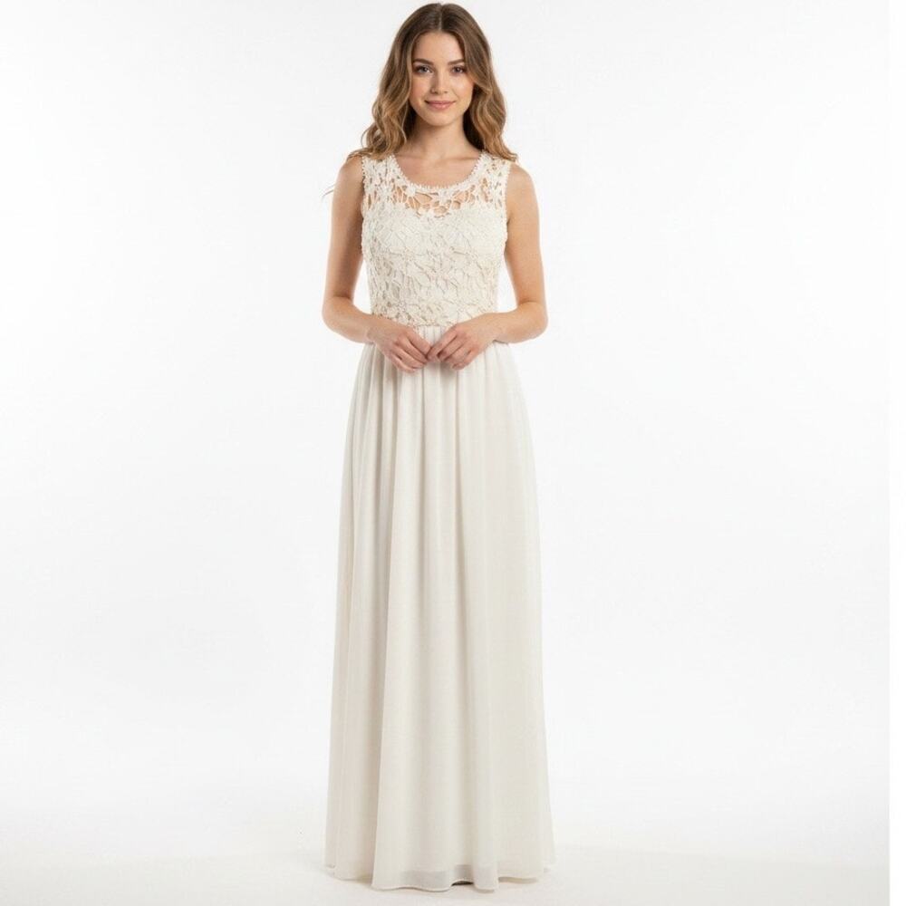 Cream Crochet Lace Maxi Dress Open Back Large Bridal Wedding Fairy Romantic